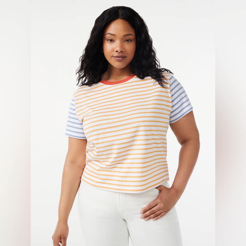 Free Assembly Women's Crop Box Tee with Short Sleeves